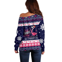 Flamingo I Am The Reason Santa Has A Naughty Christmas Off Shoulder Sweater Xmas Holiday Patterns - Wonder Print Shop