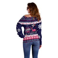 Flamingo I Am The Reason Santa Has A Naughty Christmas Off Shoulder Sweater Xmas Holiday Patterns - Wonder Print Shop