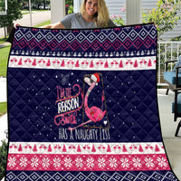Flamingo I Am The Reason Santa Has A Naughty Christmas Quilt Xmas Holiday Patterns - Wonder Print Shop