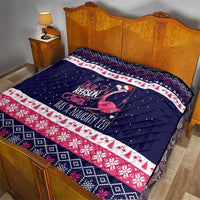 Flamingo I Am The Reason Santa Has A Naughty Christmas Quilt Xmas Holiday Patterns - Wonder Print Shop