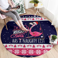 Flamingo I Am The Reason Santa Has A Naughty Christmas Round Carpet Xmas Holiday Patterns - Wonder Print Shop