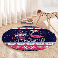 Flamingo I Am The Reason Santa Has A Naughty Christmas Round Carpet Xmas Holiday Patterns - Wonder Print Shop