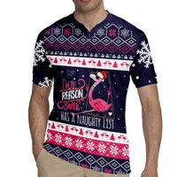 Flamingo I Am The Reason Santa Has A Naughty Christmas Rugby Jersey Xmas Holiday Patterns - Wonder Print Shop