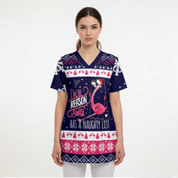 Flamingo I Am The Reason Santa Has A Naughty Christmas Scrub Top Xmas Holiday Patterns - Wonder Print Shop
