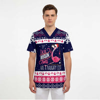 Flamingo I Am The Reason Santa Has A Naughty Christmas Scrub Top Xmas Holiday Patterns - Wonder Print Shop