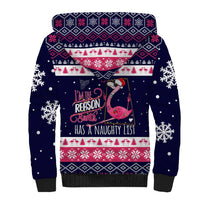 Flamingo I Am The Reason Santa Has A Naughty Christmas Sherpa Hoodie Xmas Holiday Patterns - Wonder Print Shop