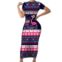 Flamingo I Am The Reason Santa Has A Naughty Christmas Short Sleeve Bodycon Dress Xmas Holiday Patterns - Wonder Print Shop