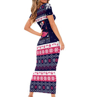 Flamingo I Am The Reason Santa Has A Naughty Christmas Short Sleeve Bodycon Dress Xmas Holiday Patterns - Wonder Print Shop