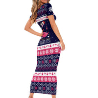 Flamingo I Am The Reason Santa Has A Naughty Christmas Short Sleeve Bodycon Dress Xmas Holiday Patterns - Wonder Print Shop