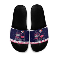Flamingo I Am The Reason Santa Has A Naughty Christmas Slide Sandals Xmas Holiday Patterns - Wonder Print Shop