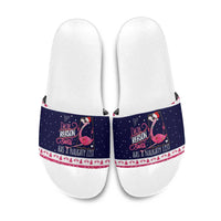 Flamingo I Am The Reason Santa Has A Naughty Christmas Slide Sandals Xmas Holiday Patterns - Wonder Print Shop