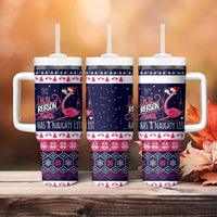 Flamingo I Am The Reason Santa Has A Naughty Christmas Tumbler With Handle Xmas Holiday Patterns - Wonder Print Shop