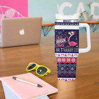 Flamingo I Am The Reason Santa Has A Naughty Christmas Tumbler With Handle Xmas Holiday Patterns - Wonder Print Shop