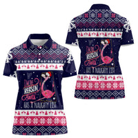Flamingo I Am The Reason Santa Has A Naughty Christmas Women Polo Shirt Xmas Holiday Patterns - Wonder Print Shop