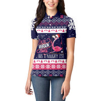 Flamingo I Am The Reason Santa Has A Naughty Christmas Women Polo Shirt Xmas Holiday Patterns - Wonder Print Shop