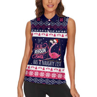 Flamingo I Am The Reason Santa Has A Naughty Christmas Women Sleeveless Polo Shirt Xmas Holiday Patterns - Wonder Print Shop