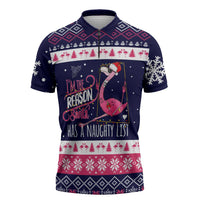 Flamingo I Am The Reason Santa Has A Naughty Christmas Zipper Polo Shirt Xmas Holiday Patterns - Wonder Print Shop