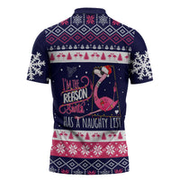 Flamingo I Am The Reason Santa Has A Naughty Christmas Zipper Polo Shirt Xmas Holiday Patterns - Wonder Print Shop