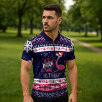 Flamingo I Am The Reason Santa Has A Naughty Christmas Zipper Polo Shirt Xmas Holiday Patterns - Wonder Print Shop