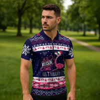 Flamingo I Am The Reason Santa Has A Naughty Christmas Zipper Polo Shirt Xmas Holiday Patterns - Wonder Print Shop