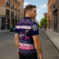 Flamingo I Am The Reason Santa Has A Naughty Christmas Zipper Polo Shirt Xmas Holiday Patterns - Wonder Print Shop