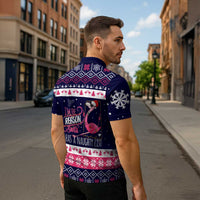 Flamingo I Am The Reason Santa Has A Naughty Christmas Zipper Polo Shirt Xmas Holiday Patterns - Wonder Print Shop