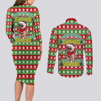 French Bulldog See You Eating Snacks Christmas Couples Matching Long Sleeve Bodycon Dress and Long Sleeve Button Shirt Xmas Holiday Patterns - Wonder Print Shop