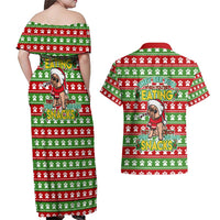 French Bulldog See You Eating Snacks Christmas Couples Matching Off Shoulder Maxi Dress and Hawaiian Shirt Xmas Holiday Patterns - Wonder Print Shop