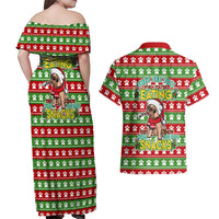 French Bulldog See You Eating Snacks Christmas Couples Matching Off Shoulder Maxi Dress and Hawaiian Shirt Xmas Holiday Patterns - Wonder Print Shop