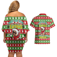 French Bulldog See You Eating Snacks Christmas Couples Matching Off Shoulder Short Dress and Hawaiian Shirt Xmas Holiday Patterns - Wonder Print Shop