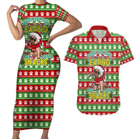 French Bulldog See You Eating Snacks Christmas Couples Matching Short Sleeve Bodycon Dress and Hawaiian Shirt Xmas Holiday Patterns - Wonder Print Shop