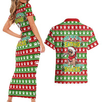 French Bulldog See You Eating Snacks Christmas Couples Matching Short Sleeve Bodycon Dress and Hawaiian Shirt Xmas Holiday Patterns - Wonder Print Shop