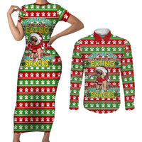 French Bulldog See You Eating Snacks Christmas Couples Matching Short Sleeve Bodycon Dress and Long Sleeve Button Shirt Xmas Holiday Patterns - Wonder Print Shop