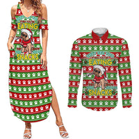 French Bulldog See You Eating Snacks Christmas Couples Matching Summer Maxi Dress and Long Sleeve Button Shirt Xmas Holiday Patterns - Wonder Print Shop
