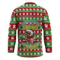 French Bulldog See You Eating Snacks Christmas Hockey Jersey Xmas Holiday Patterns - Wonder Print Shop