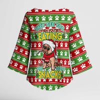 French Bulldog See You Eating Snacks Christmas Kimono Sleeve Blouse Xmas Holiday Patterns - Wonder Print Shop
