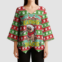 French Bulldog See You Eating Snacks Christmas Kimono Sleeve Blouse Xmas Holiday Patterns - Wonder Print Shop