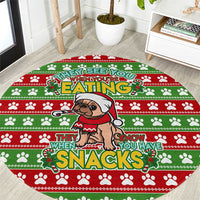 French Bulldog See You Eating Snacks Christmas Round Carpet Xmas Holiday Patterns - Wonder Print Shop