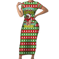 French Bulldog See You Eating Snacks Christmas Short Sleeve Bodycon Dress Xmas Holiday Patterns - Wonder Print Shop