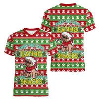 French Bulldog See You Eating Snacks Christmas Women V-Neck T-Shirt Xmas Holiday Patterns - Wonder Print Shop
