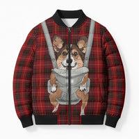 Front Carrier Dog Pembroke Welsh Corgi Christmas Bomber Puffer Jacket Xmas Holiday Patterns - Wonder Print Shop