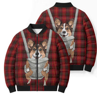 Front Carrier Dog Pembroke Welsh Corgi Christmas Bomber Puffer Jacket Xmas Holiday Patterns - Wonder Print Shop