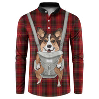 Front Carrier Dog Pembroke Welsh Corgi Christmas Button Sweatshirt Xmas Holiday Patterns - Wonder Print Shop