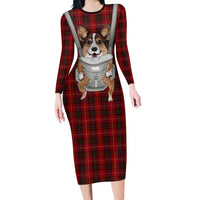 Front Carrier Dog Pembroke Welsh Corgi Christmas Family Matching Long Sleeve Bodycon Dress and Hawaiian Shirt Xmas Holiday Patterns - Wonder Print Shop