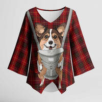 Front Carrier Dog Pembroke Welsh Corgi Christmas Kimono Sleeve Blouse Xmas Holiday Patterns - Wonder Print Shop