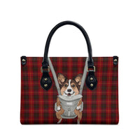 Front Carrier Dog Pembroke Welsh Corgi Christmas Leather Bag Xmas Holiday Patterns - Wonder Print Shop