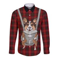 Front Carrier Dog Pembroke Welsh Corgi Christmas Long Sleeve Button Shirt Xmas Holiday Patterns - Wonder Print Shop