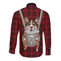 Front Carrier Dog Pembroke Welsh Corgi Christmas Long Sleeve Button Shirt Xmas Holiday Patterns - Wonder Print Shop