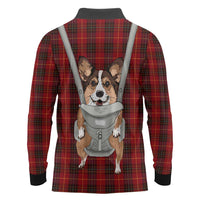 Front Carrier Dog Pembroke Welsh Corgi Christmas Long Sleeve Polo Shirt Xmas Holiday Patterns - Wonder Print Shop