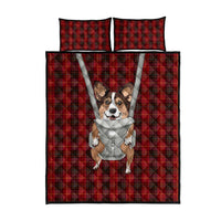 Front Carrier Dog Pembroke Welsh Corgi Christmas Quilt Bed Set Xmas Holiday Patterns - Wonder Print Shop